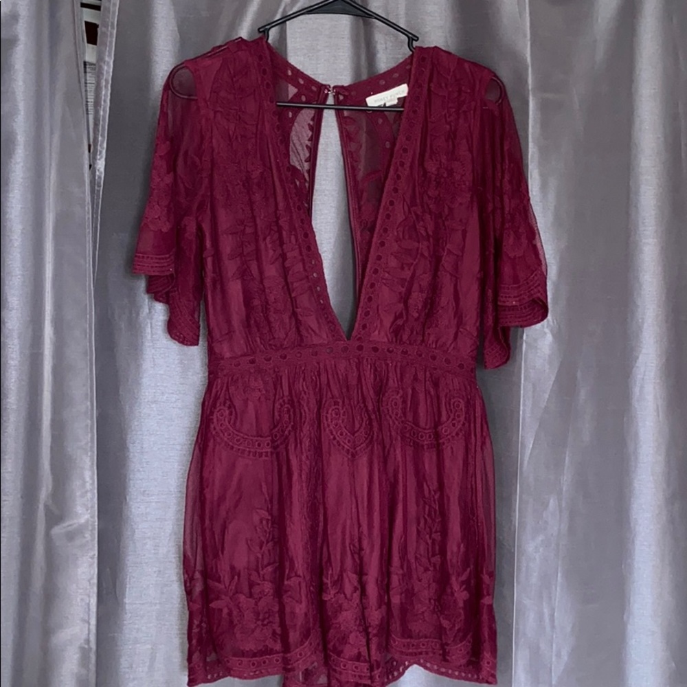Maroon lace romper